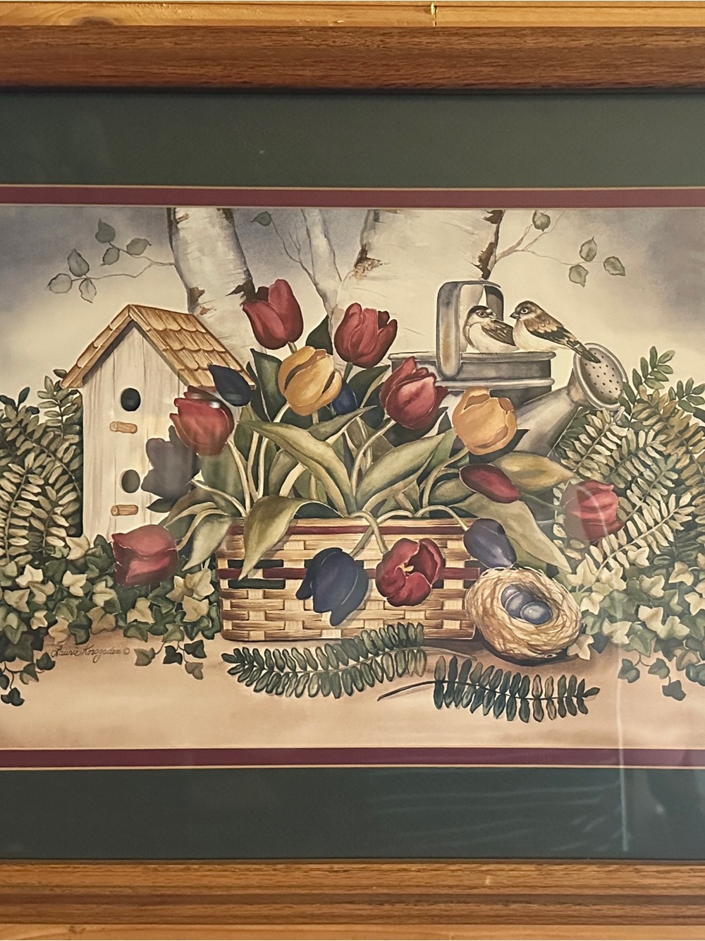Vintage Laurie Korsgaden Framed Art Print 23 x 19 Wood Frame Glass
